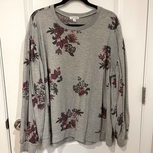 Eyeshadow Gray Floral Pullover Sweatshirt XL
